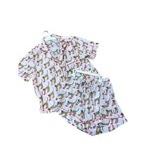 Bouffants & Broken Hearts Pajama Set Womens Large Pink Leopard